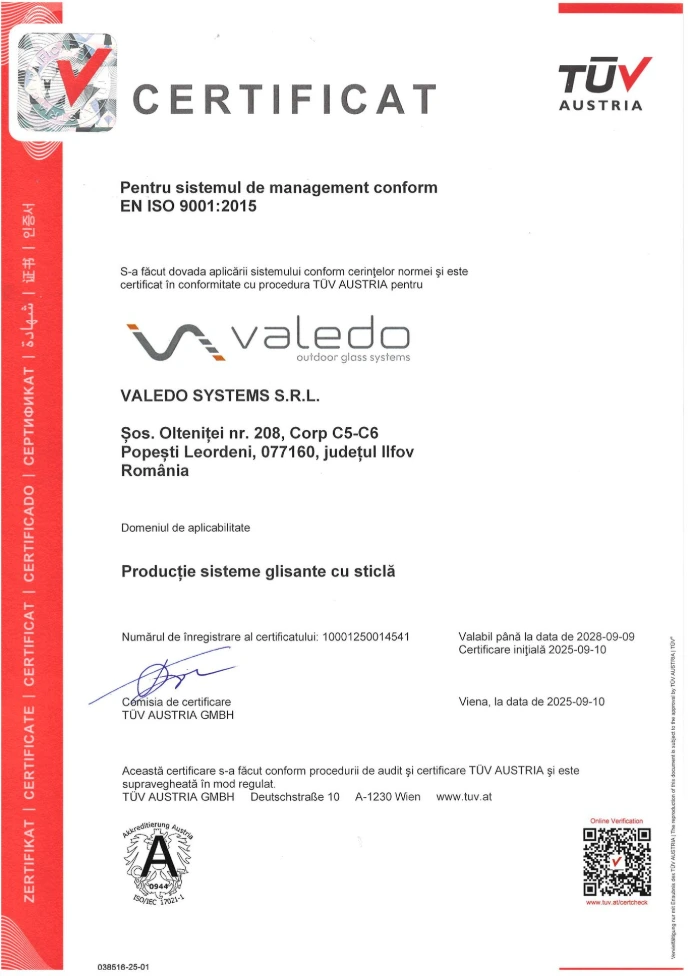 Certificare Valedo ISO 9001