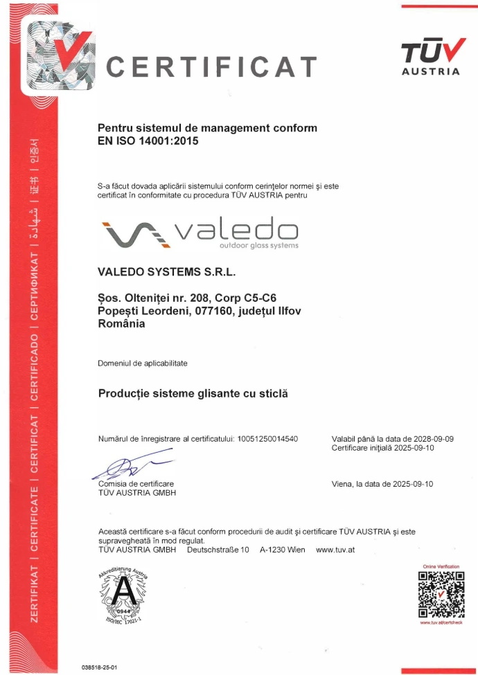 Certificare Valedo ISO 14001